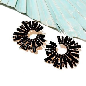 Black rhinestones earrings S126